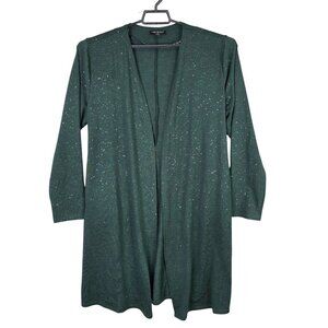 Womens Lane Bryant Open Front Shimmer Green Duster Cardigan Polyester Size 14/16